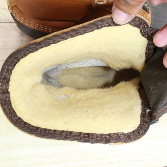 LL Bean Brown Leather Front Zip Waterproof Insulated Ankle Duck Boots Size 9 - Picture 8 of 10